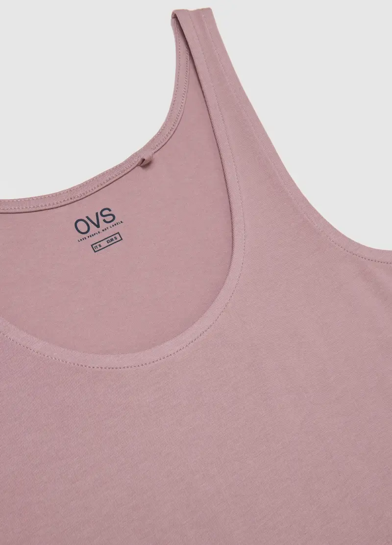 Canottiera In Cotone Elasticizzato Rosa Regular Fit, Donna, Rosa miniatura 2