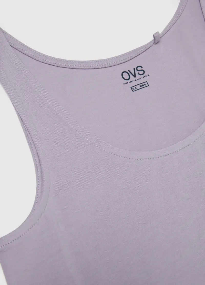 Canottiera In Cotone Elasticizzato Viola Regular Fit, Donna, Viola miniatura 2