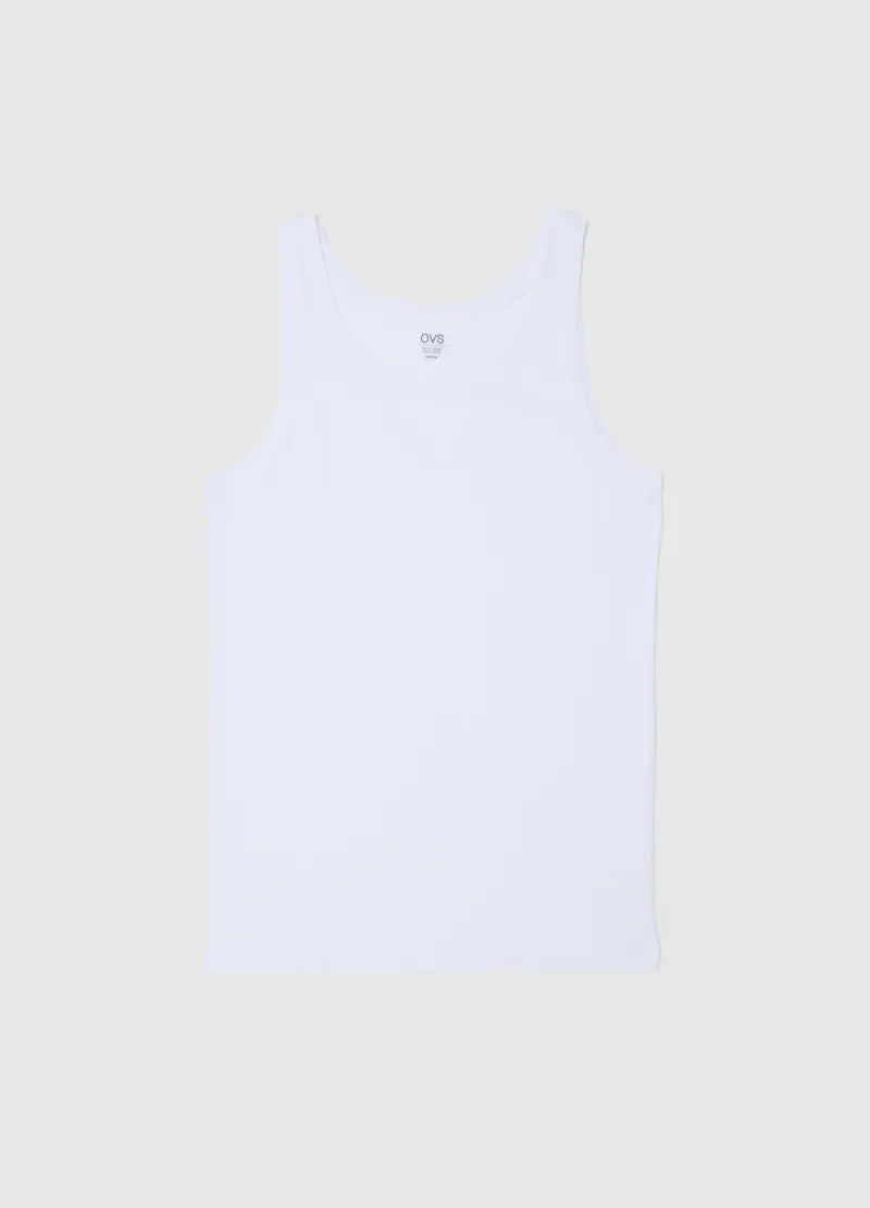 Canottiera In Puro Cotone Bianca Regular Fit, Uomo, Bianco