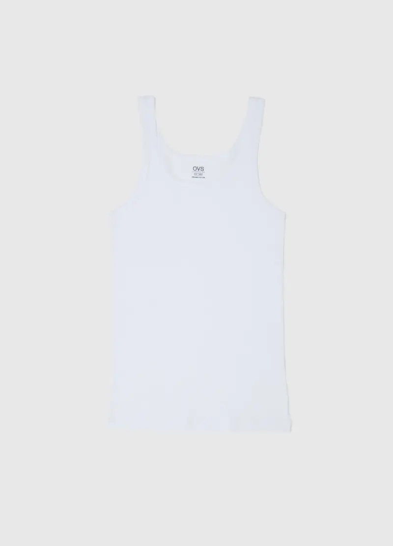 Canottiera In Puro Cotone Bianca Regular Fit, Uomo, Bianco