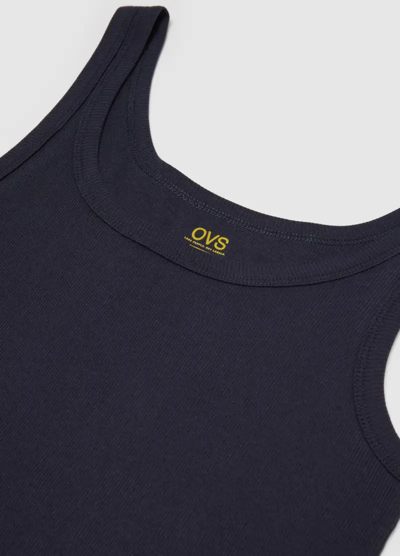 Canottiera In Puro Cotone Blu Regular Fit, Uomo, Blu miniatura 2