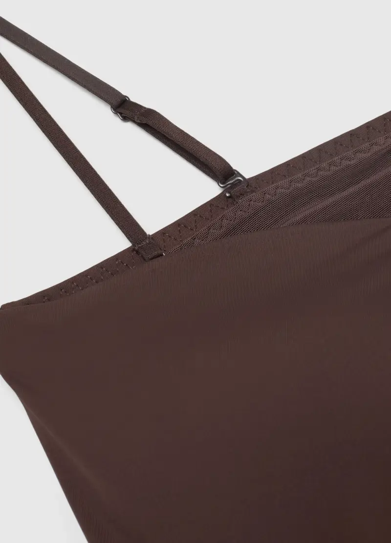 Canottiera Marrone Regular Fit Con Scollo Quadrato, Donna, Marrone miniatura 2