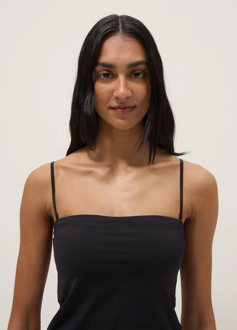 Canottiera Nera Regular Fit Con Scollo Quadrato, Donna, Nero miniatura 2