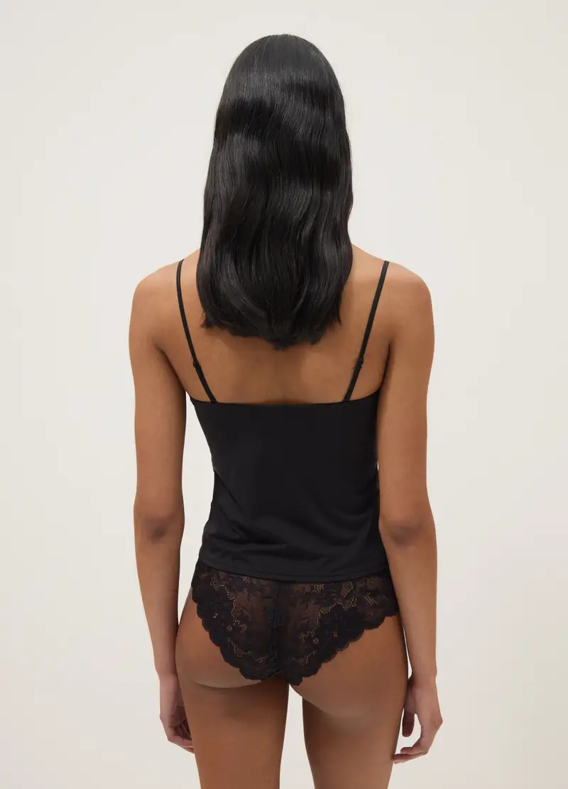 Canottiera Nera Regular Fit Con Scollo Quadrato, Donna, Nero miniatura 3