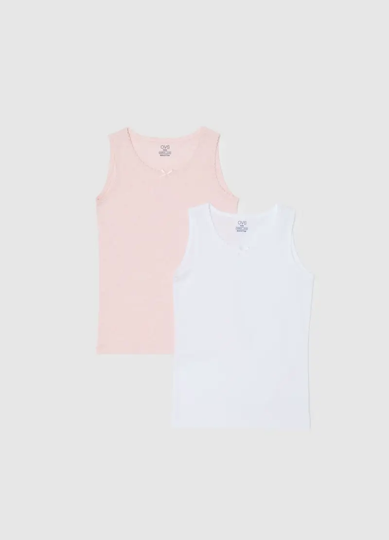 OVS, Canottiera Rosa In Puro Cotone, Bambina, Bianco, Taglia: 3-4