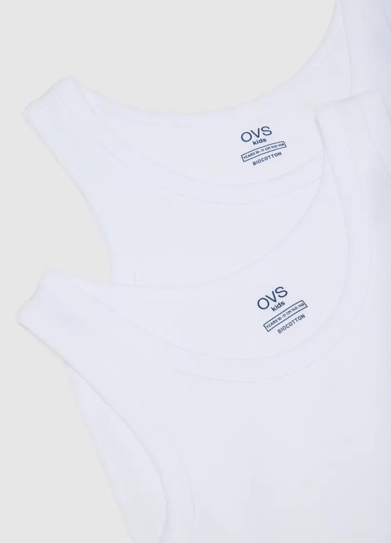 OVS, Canottiere Da Ragazzo In Puro Cotone Bianco Regular Fit, Bambino, Bianco, Taglia: 10-11 miniatura 3