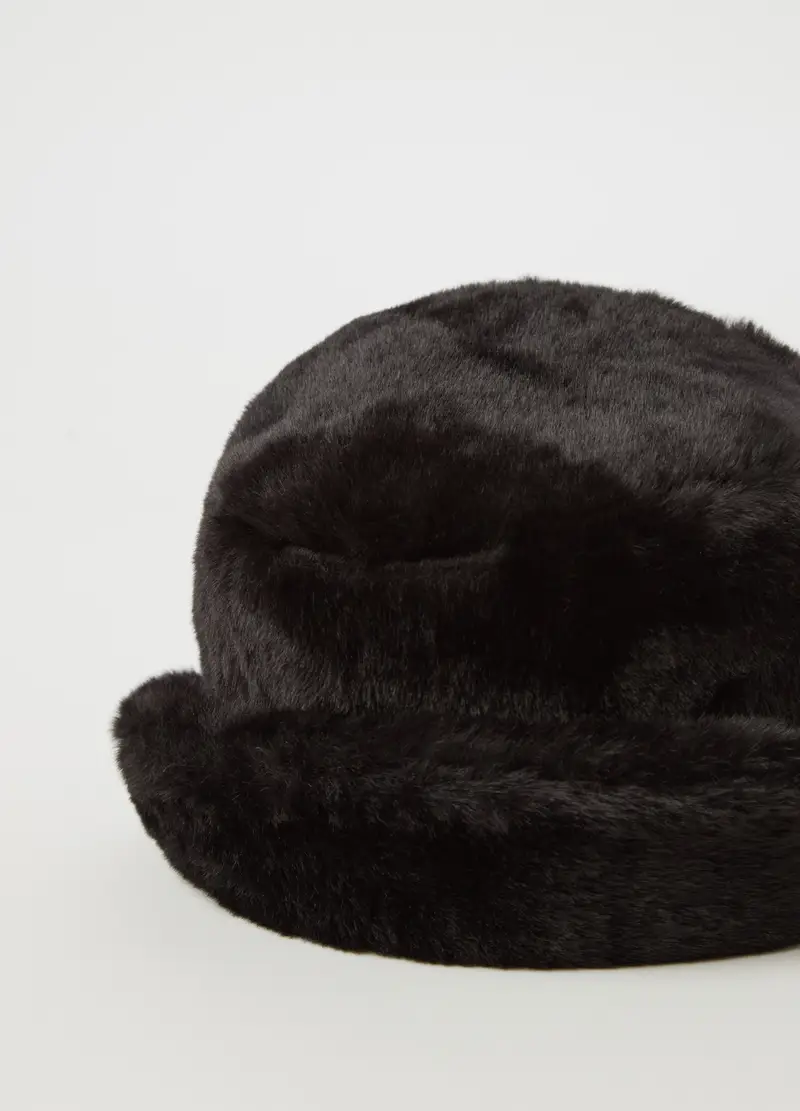 Cappello Alla Pescatora In Filato Peloso, Donna, Nero miniatura 2