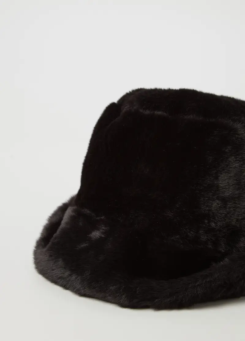 Cappello Alla Pescatora In Filato Peloso, Donna, Nero miniatura 3