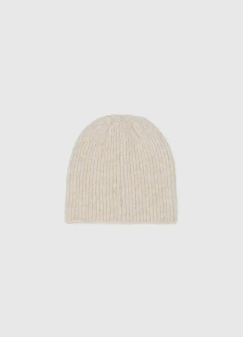 Cappello Beanie Beige Lavorato A Maglia Con Perline, Donna, Beige miniatura 2