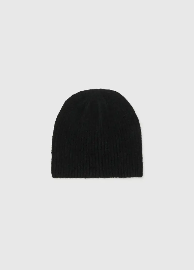 Cappello Beanie Nero Lavorato A Maglia Con Perline, Donna, Nero miniatura 2