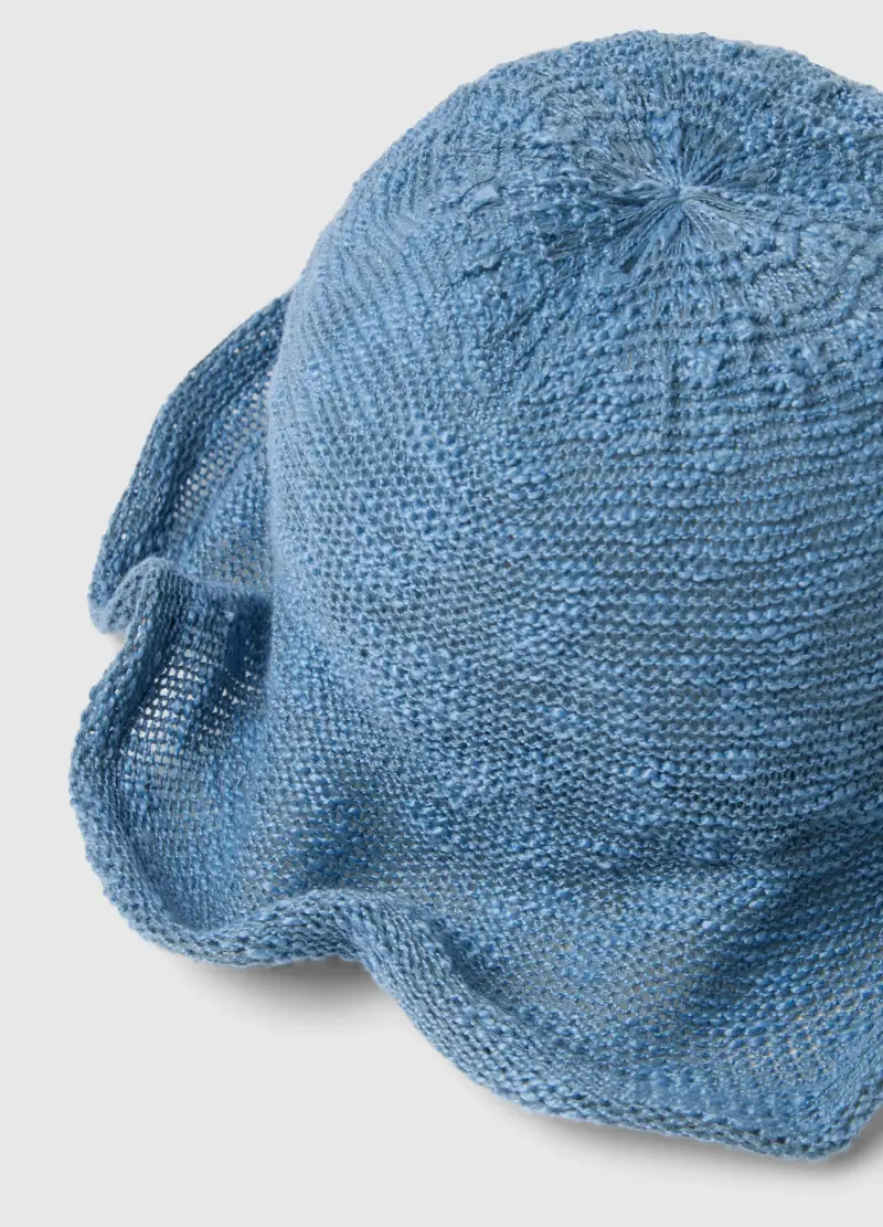 Cappello Cloche Leggero Blu In Maglia Jersey, Donna, Blu miniatura 3