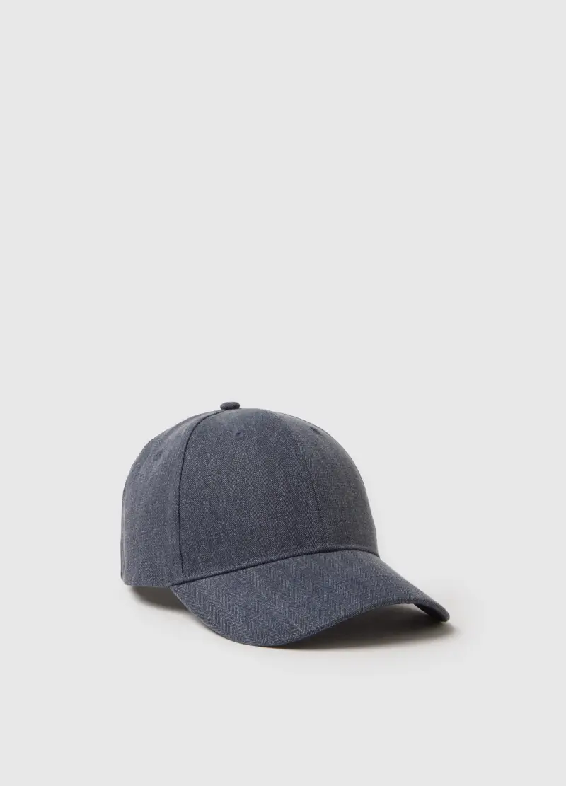 Cappello Da Baseball In Puro Cotone Denim Blu Regular Fit, Uomo, Denim