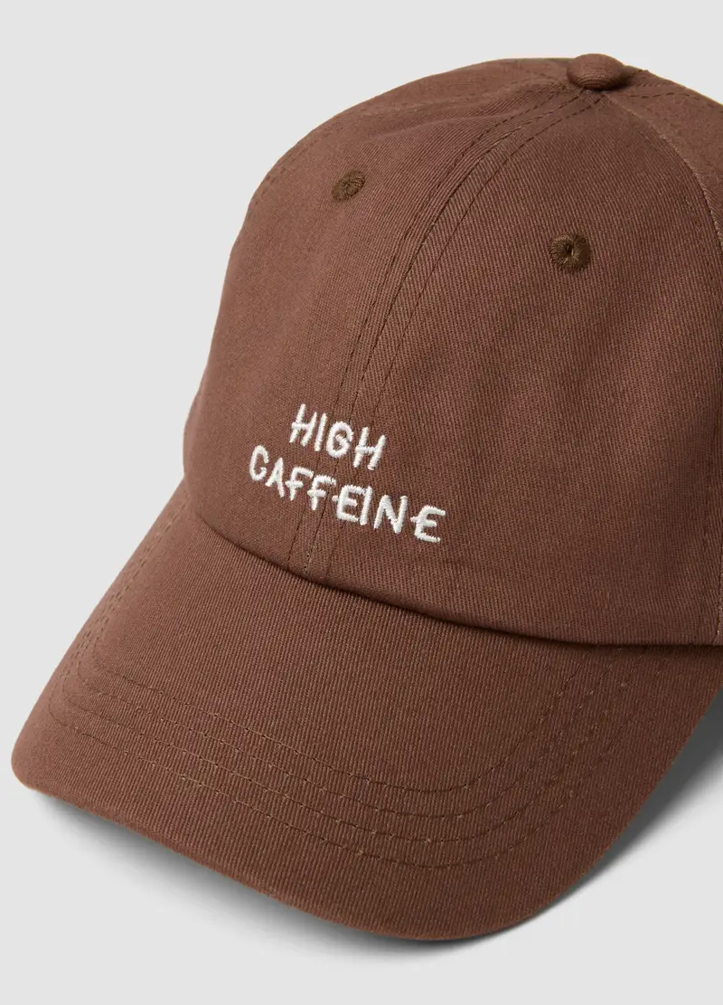 Cappello Da Baseball In Puro Cotone Marrone Con Frase Ricamata, Donna, Marrone miniatura 2