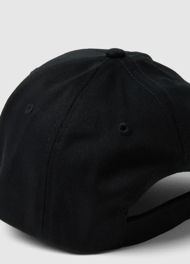 Cappello Da Baseball In Puro Cotone Nero Con Chiusura Regolabile, Uomo, Nero miniatura 3