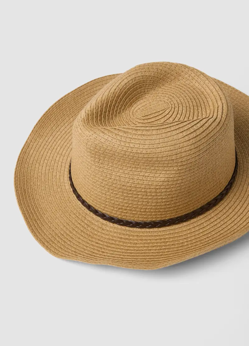 Cappello Fedora In Puro Tessuto Carta Beige Senza Fodera, Uomo, Beige miniatura 2