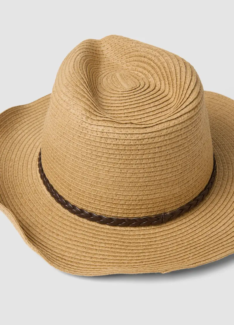 Cappello Fedora In Puro Tessuto Carta Beige Senza Fodera, Uomo, Beige miniatura 3