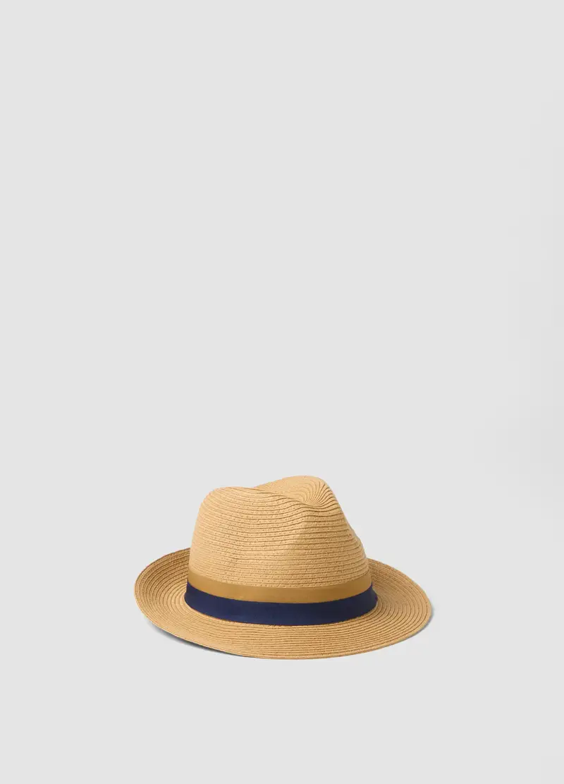 Cappello Fedora In Puro Tessuto Carta Beige Senza Fodera, Uomo, Beige