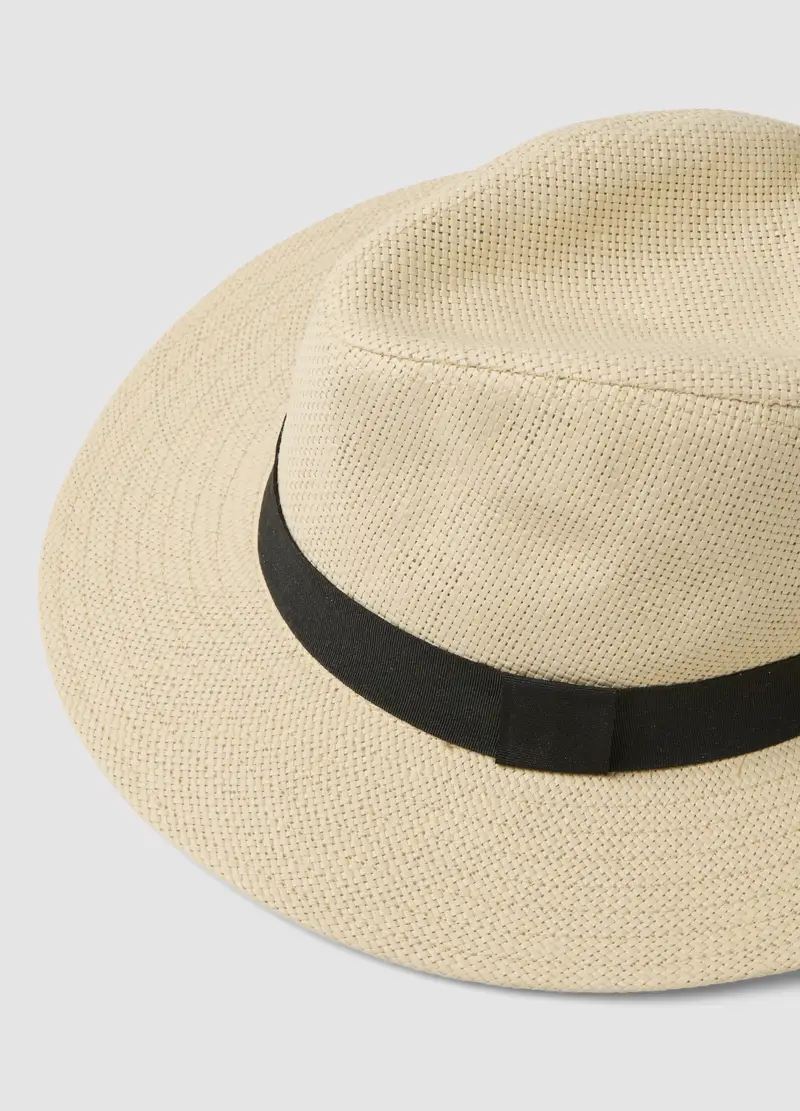 Cappello Fedora In Puro Tessuto Carta Beige Senza Fodera, Uomo, Beige miniatura 2