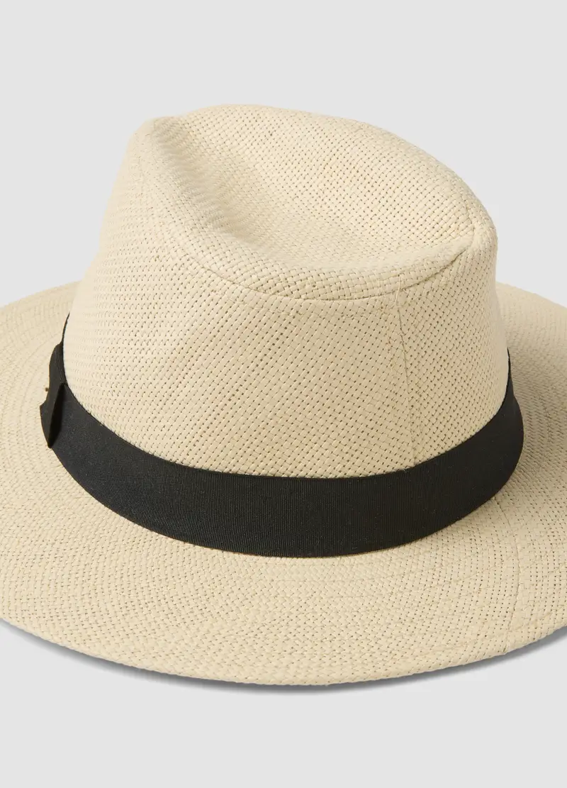 Cappello Fedora In Puro Tessuto Carta Beige Senza Fodera, Uomo, Beige miniatura 3