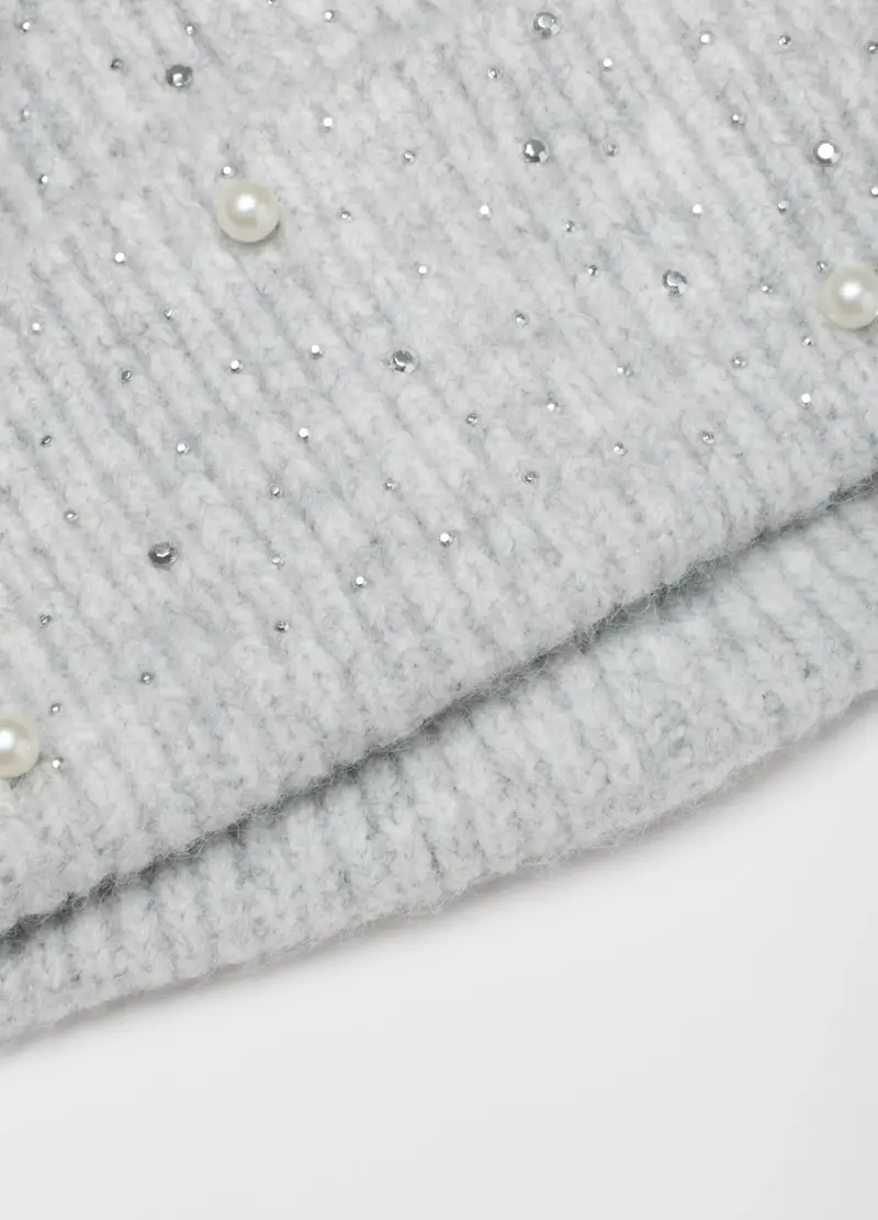 Cappello Grigio Elasticizzato Con Applicazioni, Donna, Grigio miniatura 3