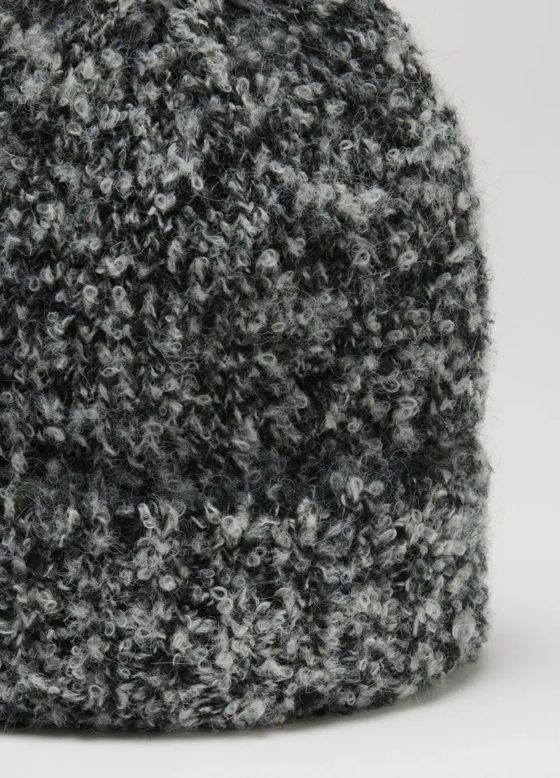 Cappello Grigio In Maglia Jersey, Donna, Nero miniatura 3