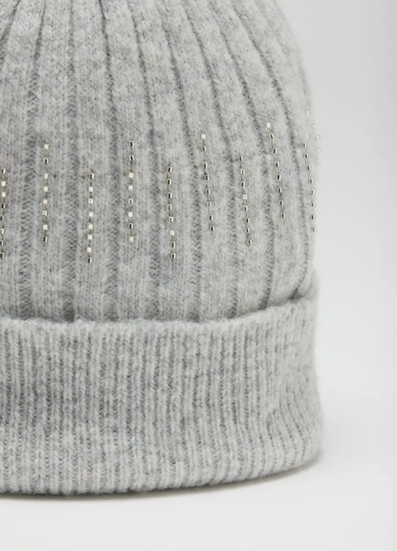 Cappello Grigio Lavorato A Maglia, Donna, Grigio miniatura 3
