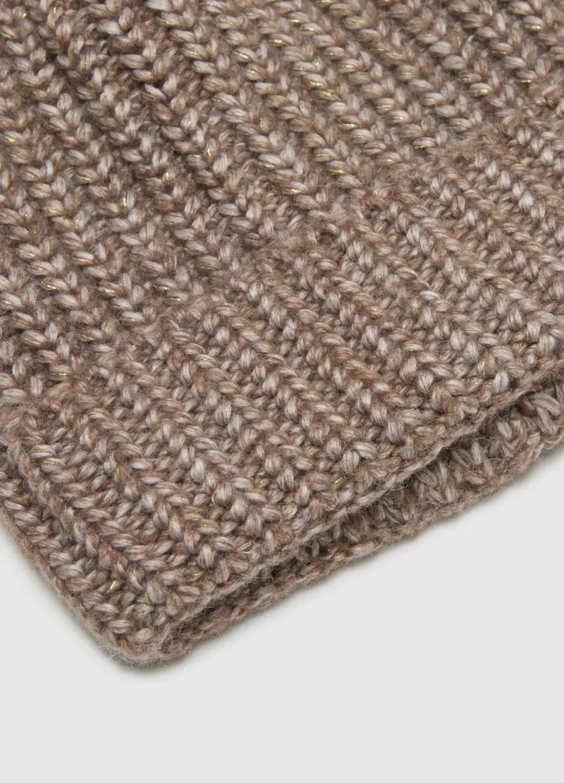 Cappello Marrone Con Pompon In Maglia Jersey, Donna, Marrone miniatura 2