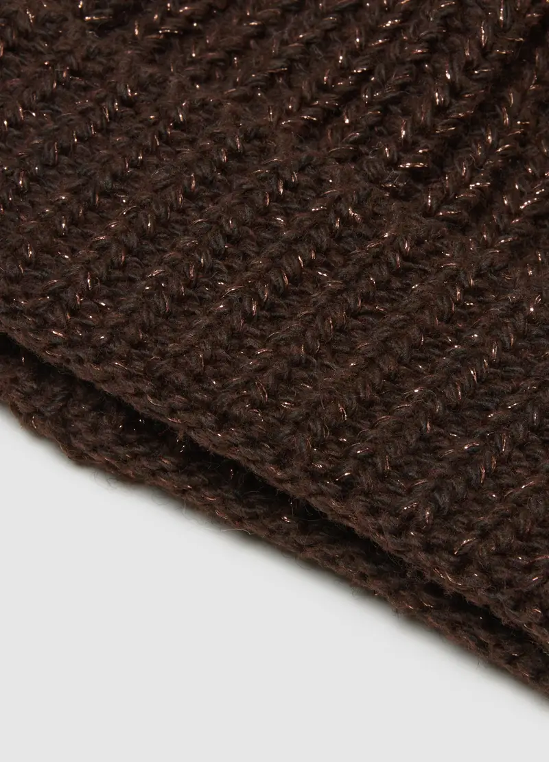 Cappello Marrone Con Pompon In Maglia Jersey, Donna, Marrone miniatura 2