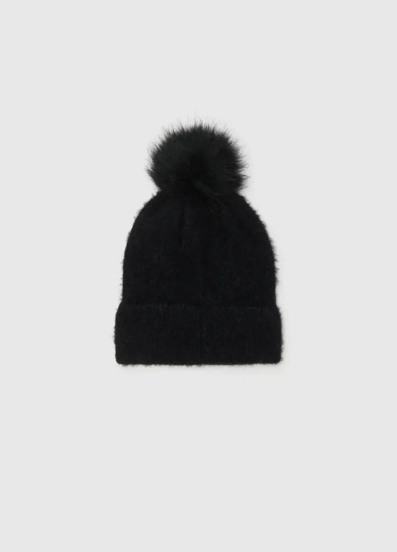 Cappello Nero Con Pompon E Decorazioni Luccicanti, Donna, Nero miniatura 2