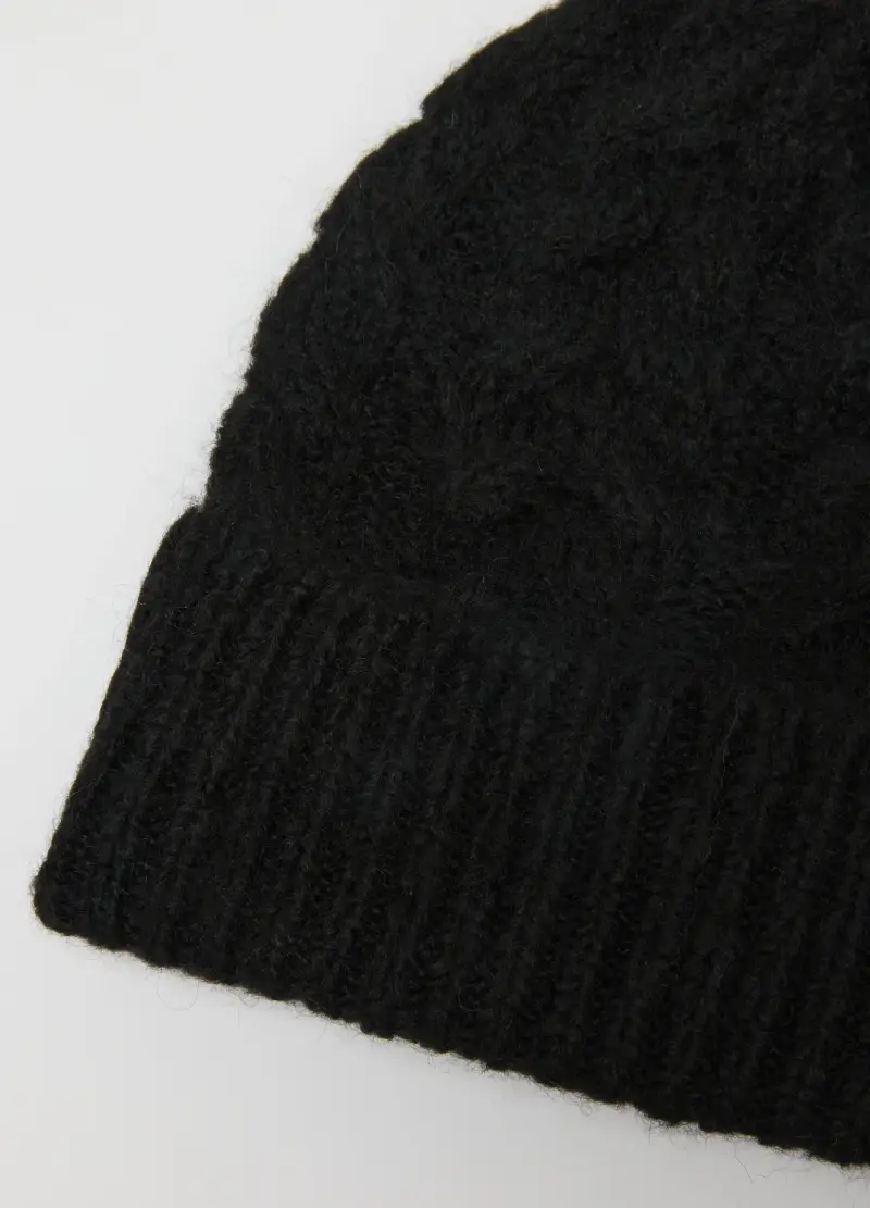 Cappello Nero Lavorato A Maglia, Donna, Nero miniatura 2
