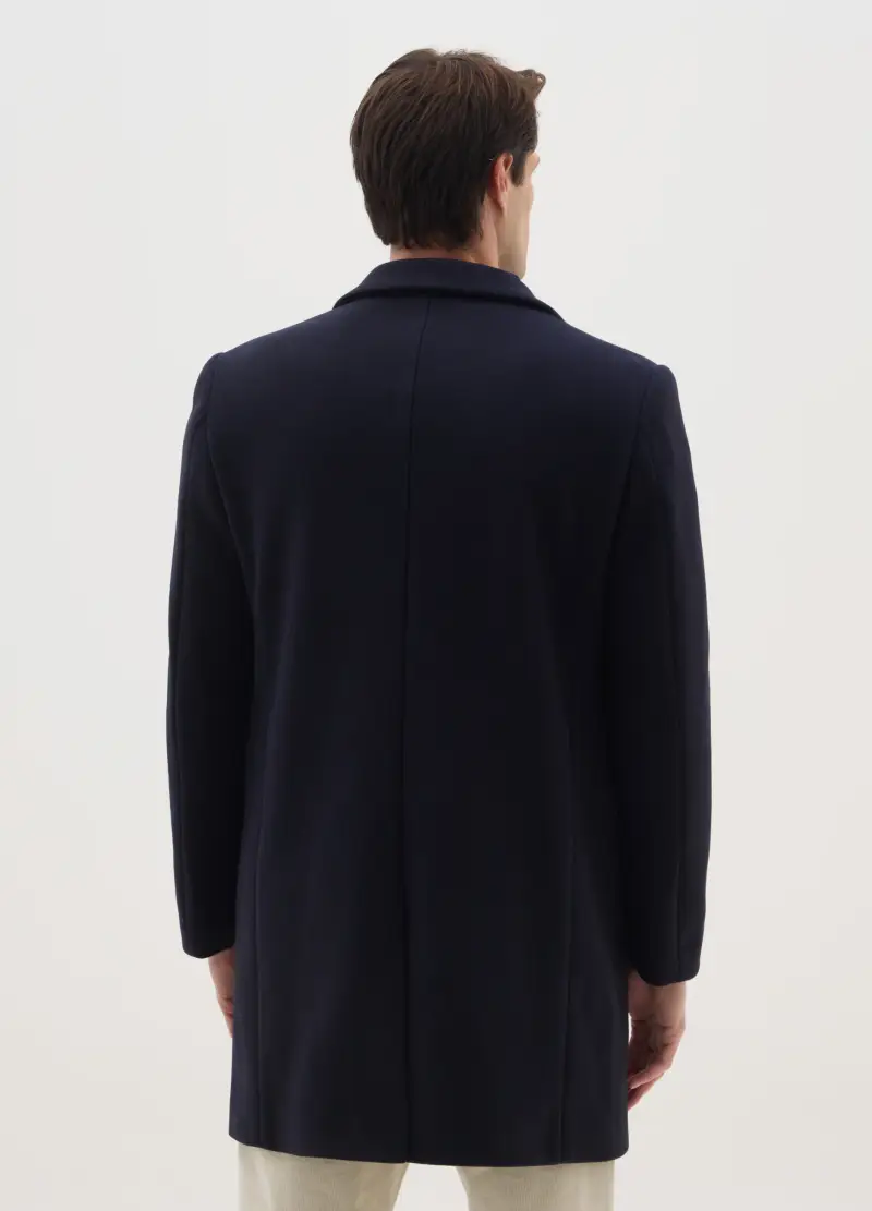 Cappotto Blu Regular Fit Con Bottoni, Uomo, Blu miniatura 3