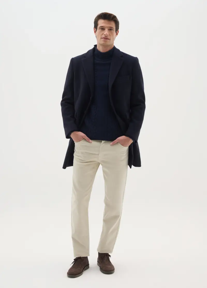 Cappotto Blu Regular Fit Con Bottoni, Uomo, Blu