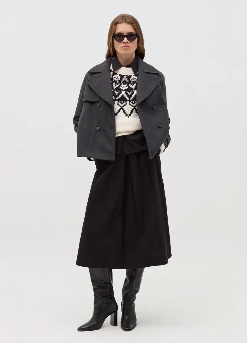 Cappotto Caban Doppiopetto, Donna, Grigio