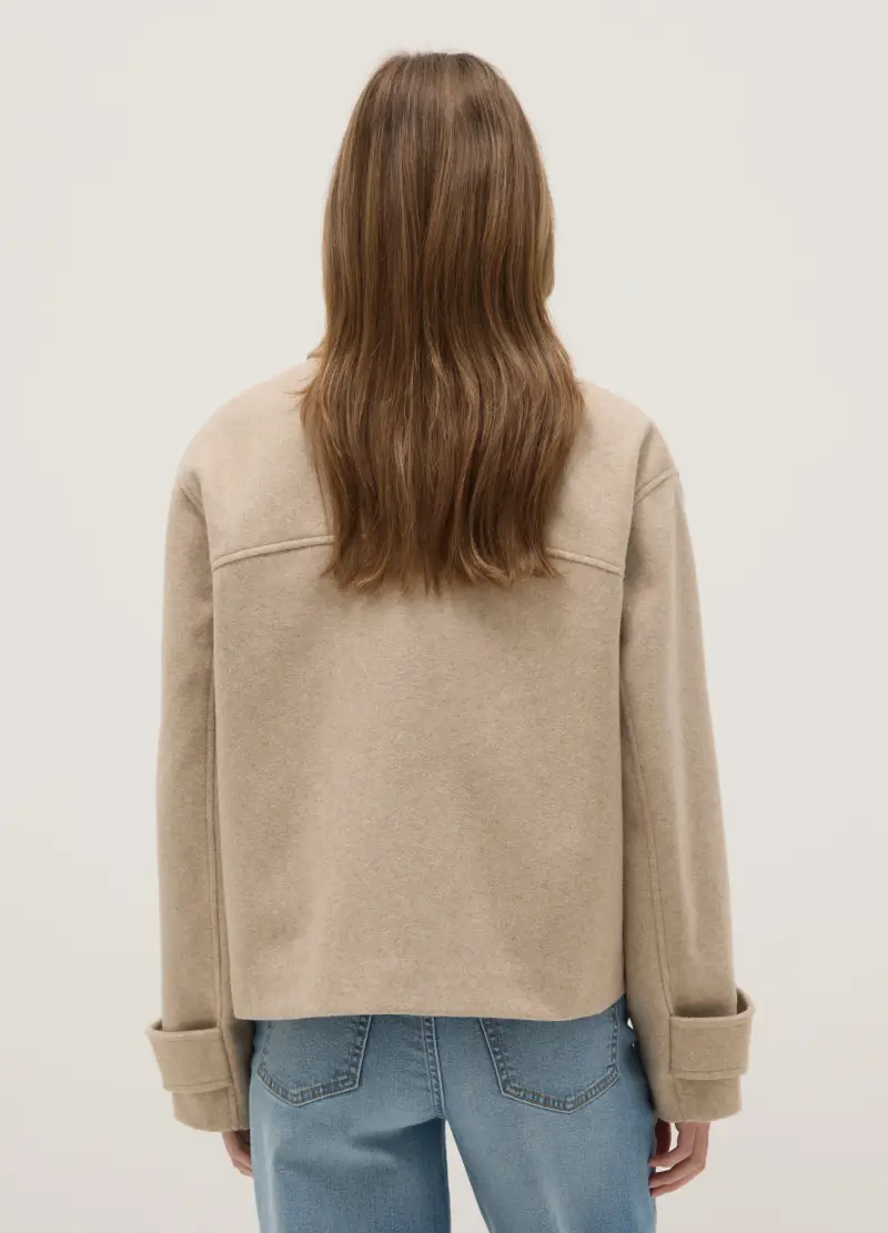 Cappotto Corto Beige Regular Fit Con Bottoni, Donna, Beige miniatura 3