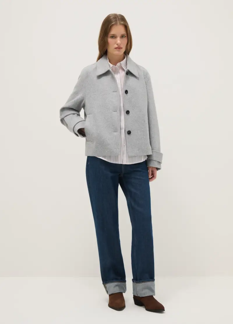 Cappotto Corto Grigio Regular Fit Con Bottoni, Donna, Grigio
