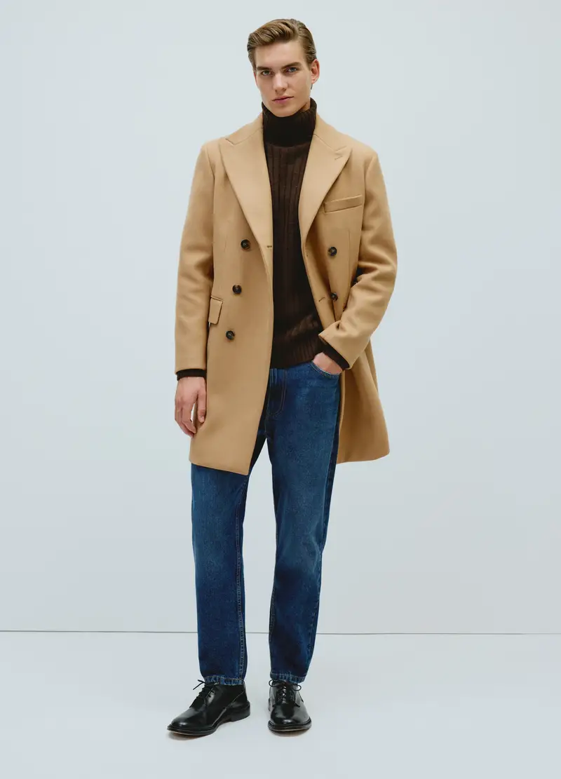 Cappotto Elegante Marrone Regular Fit Con Bottoni, Uomo, Marrone