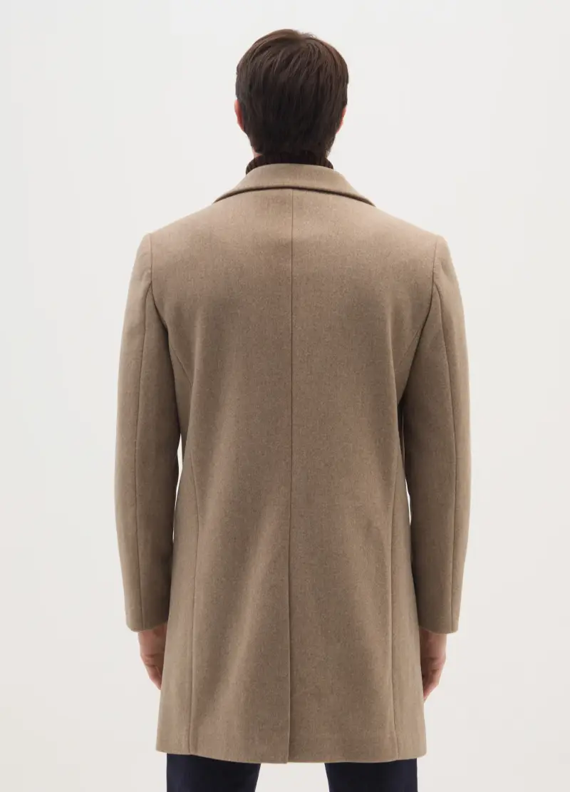 Cappotto Lungo Beige Regular Fit Con Bottoni, Uomo, Beige miniatura 3