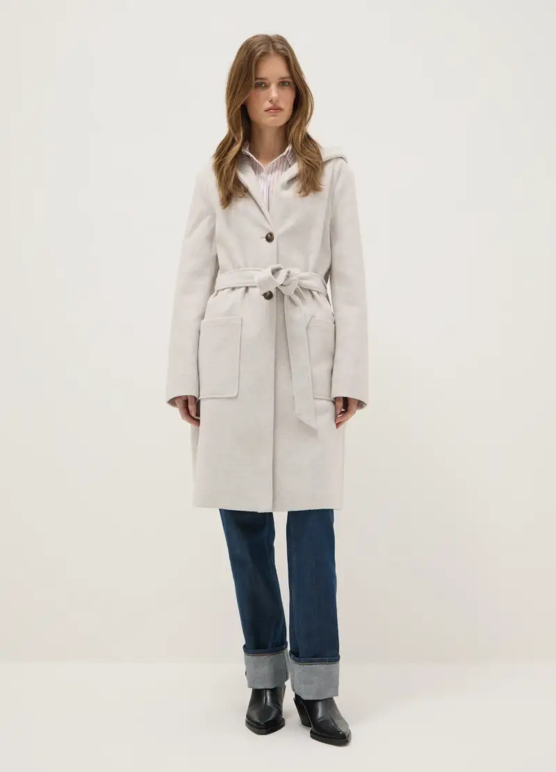 Cappotto Monopetto Beige Regular Fit Con Cintura, Donna, Beige miniatura 2