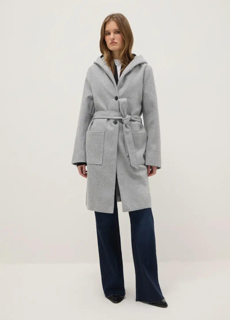 Cappotto Monopetto Grigio Regular Fit Con Cintura, Donna, Grigio miniatura 2