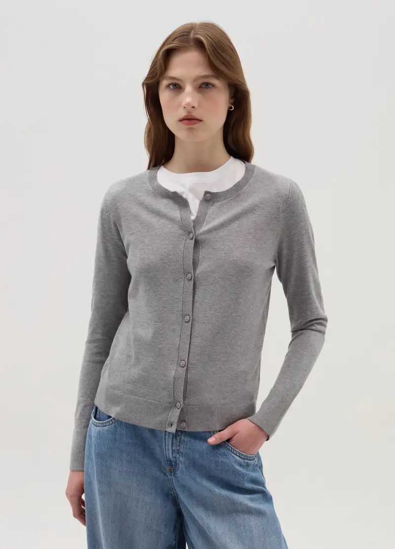 OVS Cardigan Donna Grigio 4103156 miniatura 2