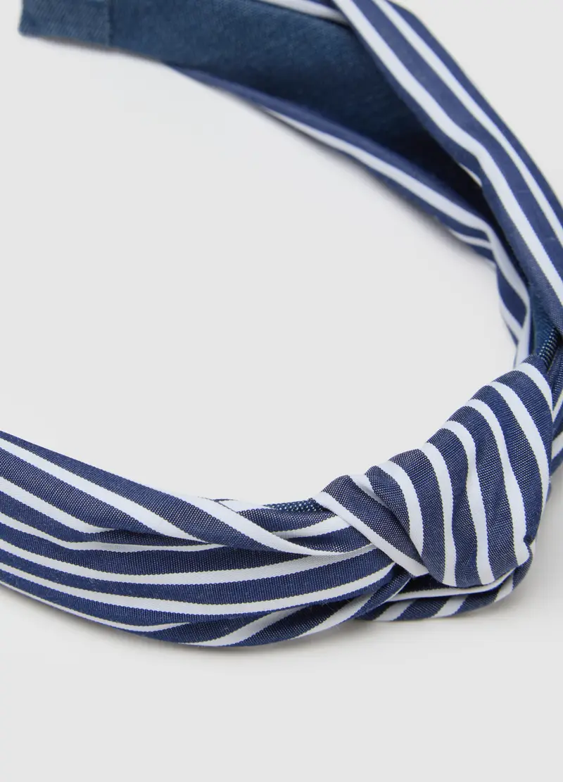 Cerchietto Per Capelli In Puro Cotone A Righe Multicolor, Donna, Multicolor miniatura 2