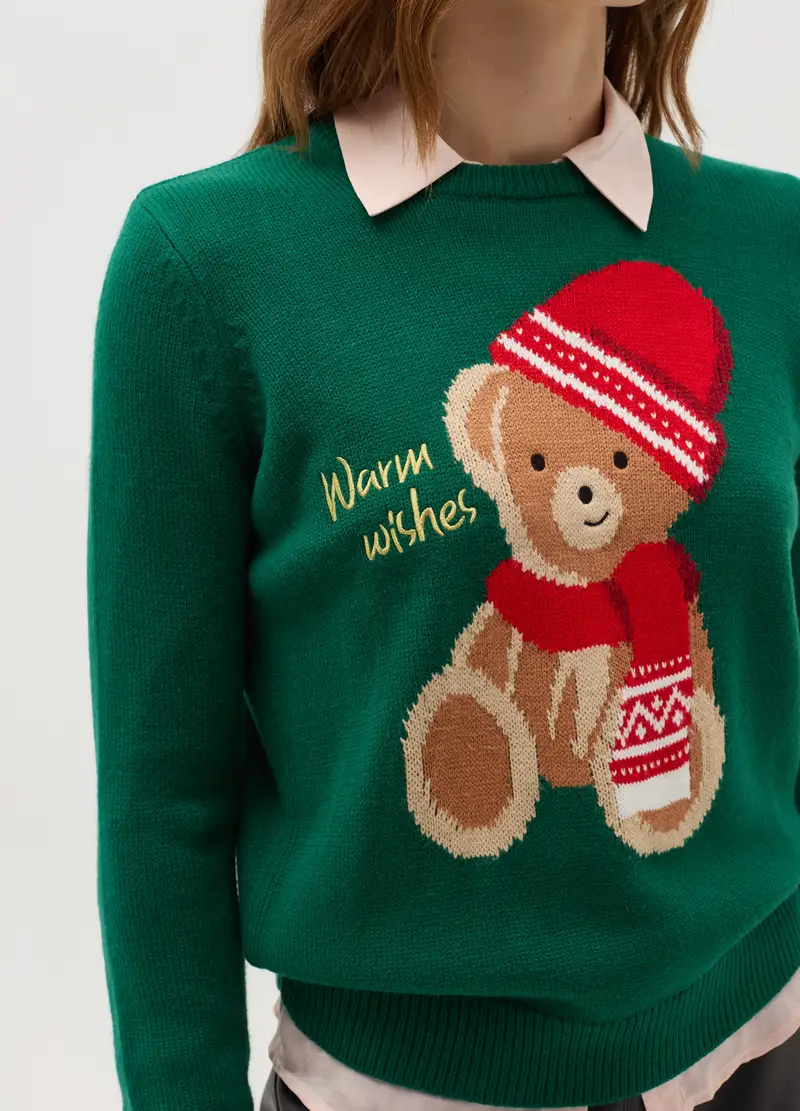 Christmas Jumper "warm Wishes", Donna, Verde miniatura 2