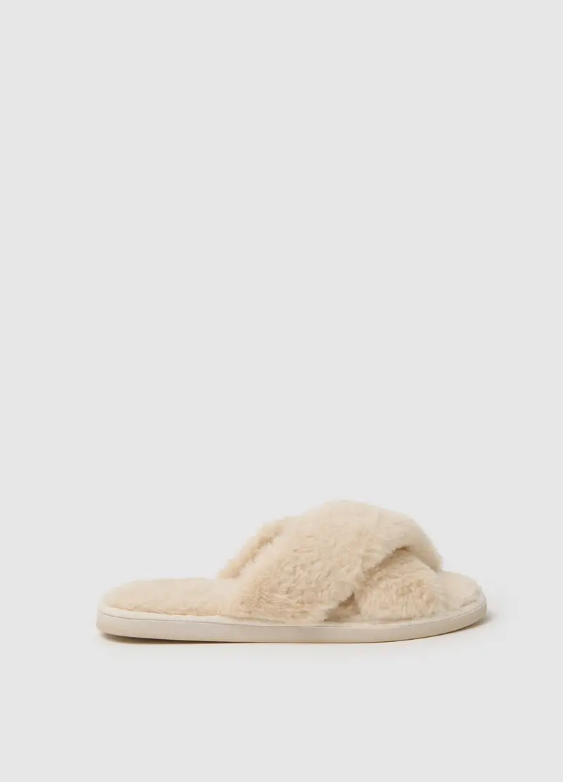 OVS , Ciabatte Da Donna In Peluche Beige, Beige, Taglia: 36-37