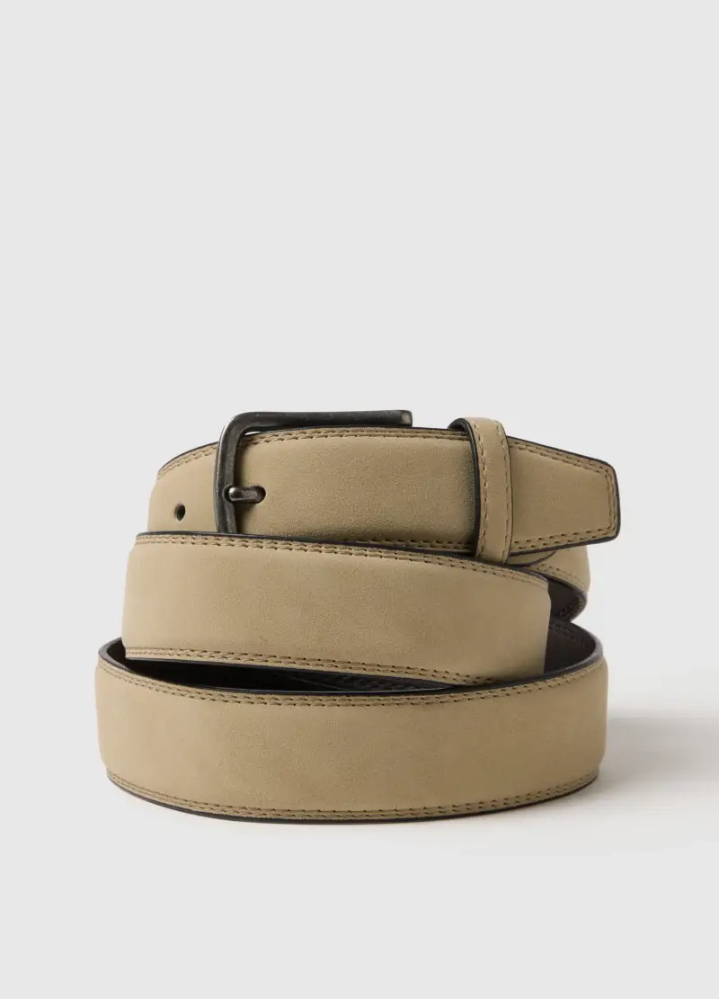 Cintura Beige Con Fibbia Classica, Uomo, Beige miniatura 3