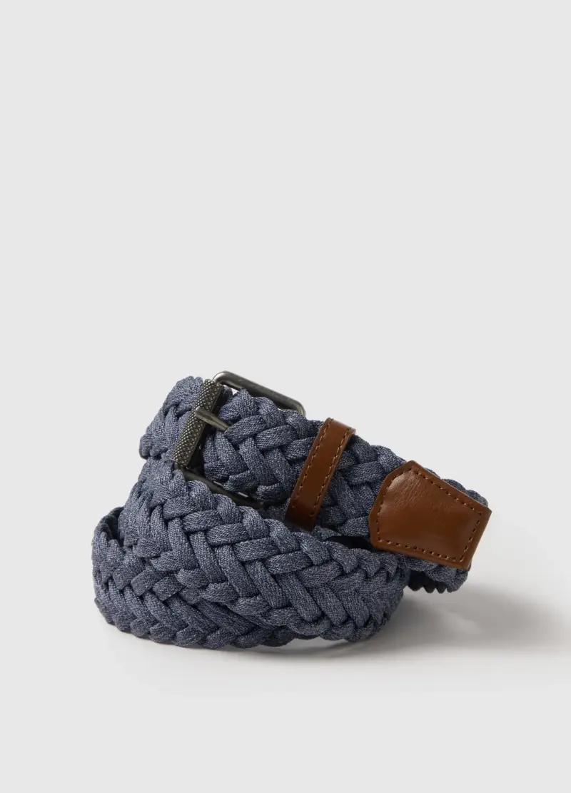 Cintura Blu Con Design Intrecciato, Uomo, Multicolor miniatura 3