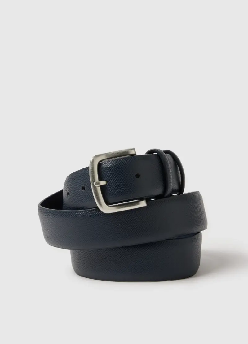 Cintura Blu Con Fibbia Metallica, Uomo, Blu miniatura 3