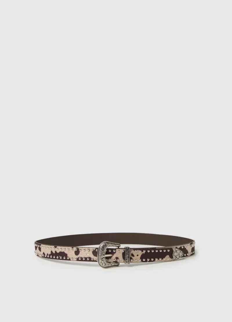 Cintura Con Fibbia E Stampa Animalier, Donna, Multicolor