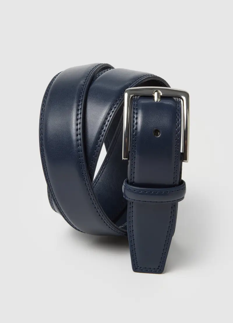 OVS, Cintura In Vera Pelle Blu, Uomo, Blu, Taglia: 100-105 cm miniatura 2