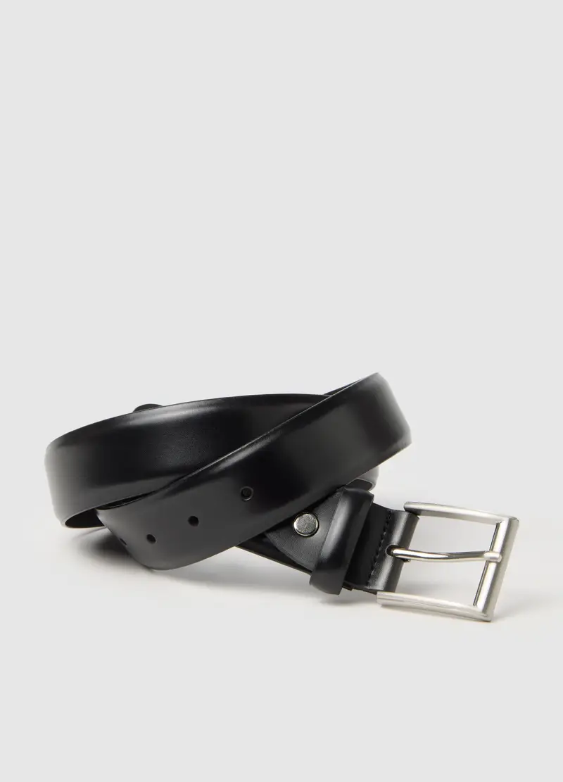 Cintura In Vera Pelle Nera, Uomo, Nero miniatura 3