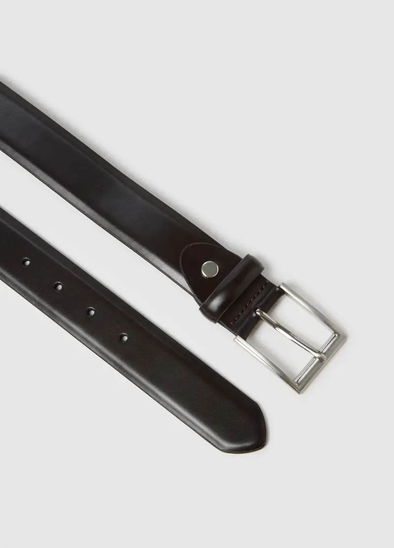 Cintura In Vera Pelle Nera, Uomo, Nero miniatura 2